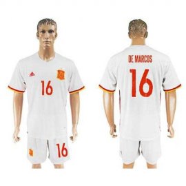Spain #16 De Marcos Away Soccer Country Jersey