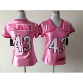 Nike Pittsburgh Steelers #43 Troy Polamalu New Pink Womens Be Luvd Stitched NFL Elite Jersey