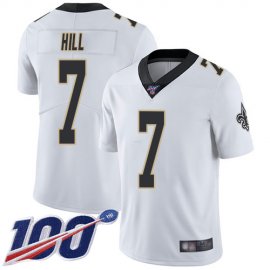 Nike New Orleans Saints #7 Taysom Hill White Mens Stitched NFL 100th Season Vapor Limited Jersey
