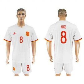 Spain #8 Koke Away Soccer Country Jersey
