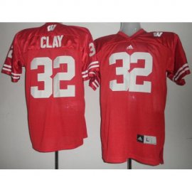 Wisconsin Badgers 32 John Clay Red NCAA Jerseys
