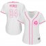 Texas Rangers #24 Hunter Pence White/Pink Fashion Womens Stitched MLB Jersey