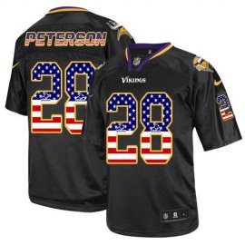 Nike Minnesota Vikings #28 Adrian Peterson Black Mens Stitched NFL Elite USA Flag Fashion Jersey