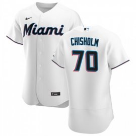 Miami Marlins #70 Jazz Chisholm Mens Nike White Home 2020 Authentic Player MLB Jersey