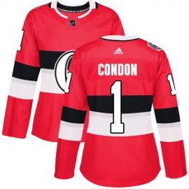 Adidas Ottawa Senators #1 Mike Condon Red Authentic 2017 100 Classic Womens Stitched NHL Jersey
