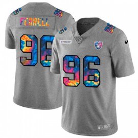 Las Vegas Raiders #96 Clelin Ferrell Mens Nike Multi-Color 2020 NFL Crucial Catch NFL Jersey Greyheather