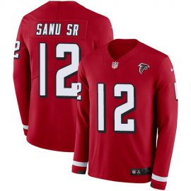 Nike Atlanta Falcons #12 Mohamed Sanu Sr Red Team Color Mens Stitched NFL Limited Therma Long Sleeve Jersey