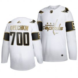 Washington Capitals #8 Alexander Ovechkin Mens Adidas 700 Goals Career White Golden Editon Limited Stitched NHL Jersey