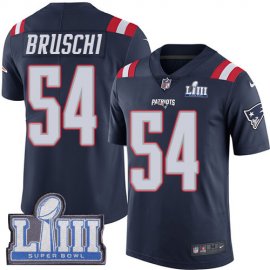 Nike New England Patriots #54 Tedy Bruschi Navy Blue Super Bowl LIII Bound Mens Stitched NFL Limited Rush Jersey
