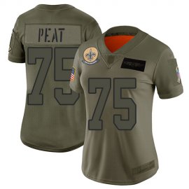 Nike New Orleans Saints #75 Andrus Peat Camo Womens Stitched NFL Limited 2019 Salute to Service Jersey