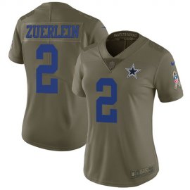 Nike Dallas Cowboys #2 Greg Zuerlein Olive Womens Stitched NFL Limited 2017 Salute To Service Jersey