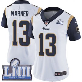 Nike Los Angeles Rams #13 Kurt Warner White Super Bowl LIII Bound Womens Stitched NFL Vapor Untouchable Limited Jersey