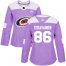 Adidas Carolina Hurricanes #86 Teuvo Teravainen Purple Authentic Fights Cancer Womens Stitched NHL Jersey