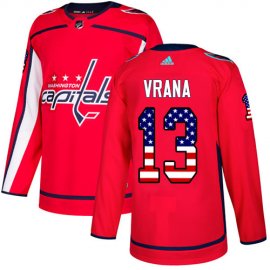 Adidas Washington Capitals #13 Jakub Vrana Red Home Authentic USA Flag Stitched NHL Jersey
