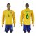 Brazil #6 Kasmirski Home Long Sleeves Soccer Country Jersey