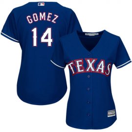 Texas Rangers #14 Carlos Gomez Blue Alternate Womens Stitched MLB Jersey