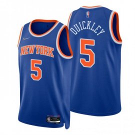 Nike New York Knicks #5 Immanuel Quickley Blue Mens 2021-22 NBA 75th Anniversary Diamond Swingman Jersey – Icon Edition Mens