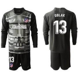 Atletico Madrid #13 Oblak Black Goalkeeper Long Sleeves Soccer Club Jersey