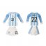 Argentina #22 Lavezzi Home Long Sleeves Kid Soccer Country Jersey