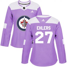 Adidas Winnipeg Jets #27 Nikolaj Ehlers Purple Authentic Fights Cancer Womens Stitched NHL Jersey