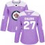 Adidas Winnipeg Jets #27 Nikolaj Ehlers Purple Authentic Fights Cancer Womens Stitched NHL Jersey