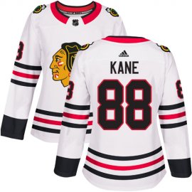 Adidas Chicago Blackhawks #88 Patrick Kane White Road Authentic Womens Stitched NHL Jersey