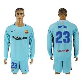 Barcelona #23 Umtiti Away Long Sleeves Soccer Club Jersey
