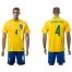 Brazil #4 David Luiz Home Soccer Country Jersey