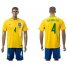 Brazil #4 David Luiz Home Soccer Country Jersey