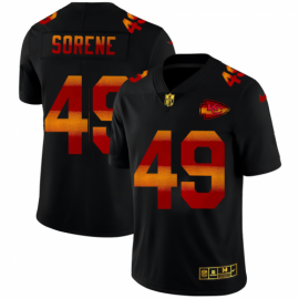 Kansas City Chiefs #49 Daniel Sorensen Mens Black Nike Red Orange Stripe Vapor Limited NFL Jersey