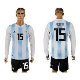 Argentina #15 Acuna Home Long Sleeves Soccer Country Jersey