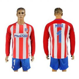 Atletico Madrid #1 Moya Home Long Sleeves Soccer Club Jersey