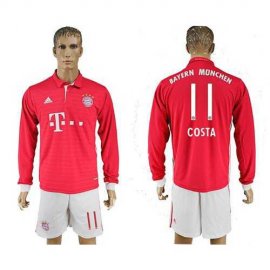 Bayern Munchen #11 Costa Home Long Sleeves Soccer Club Jersey