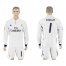 Real Madrid #1 Casillas White Home Long Sleeve Soccer Club Jersey
