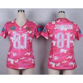 Nike Detroit Lions #81 Calvin Johnson Pink Womens Stitched NFL Elite Camo Fashion Jersey