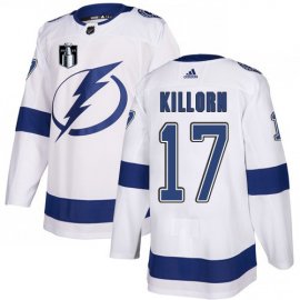 Adidas Tampa Bay Lightning #17 Alex Killorn White 2022 Stanley Cup Final Patch Road Authentic NHL Stanley Cup Final Patch Jersey Mens