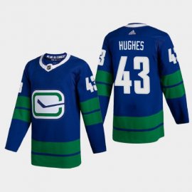 Vancouver Canucks #43 Quinn Hughes Mens Adidas 2020-21 Authentic Player Alternate Stitched NHL Jersey Blue