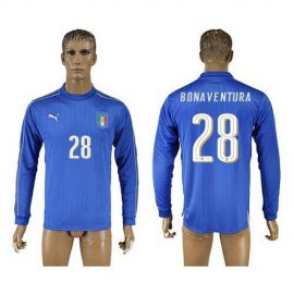 Italy #28 Bonaventura Blue Home Long Sleeves Soccer Country Jersey