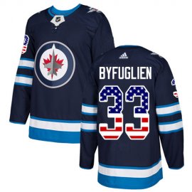 Adidas Winnipeg Jets #33 Dustin Byfuglien Navy Blue Home Authentic USA Flag Stitched NHL Jersey
