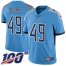 Nike Tennessee Titans #49 Nick Dzubnar Light Blue Alternate Mens Stitched NFL 100th Season Vapor Untouchable Limited Jersey