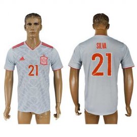Spain #21 Silva Away Soccer Country Jersey