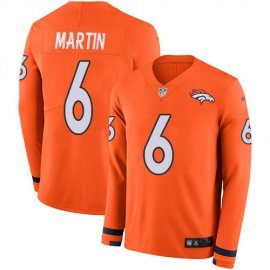 Nike Denver Broncos #6 Sam Martin Orange Team Color Mens Stitched NFL Limited Therma Long Sleeve Jersey
