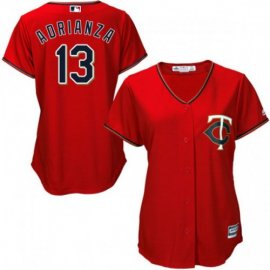 Minnesota Twins #13 Ehire Adrianza Red Alternate Womens Stitched MLB Jersey