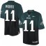 Nike Philadelphia Eagles #11 Carson Wentz Midnight Green/Black Mens Stitched NFL Elite Fadeaway Fashion Jersey