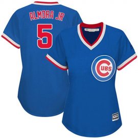 Chicago Cubs #5 Albert Almora Jr. Blue Cooperstown Womens Stitched MLB Jersey