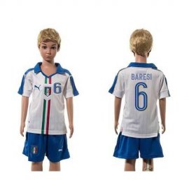 Italy #6 Baresi White Away Kid Soccer Country Jersey