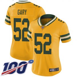 Nike Green Bay Packers #52 Rashan Gary Yellow Womens Stitched NFL Limited Rush 100th Season Jersey