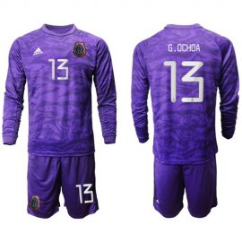 Mexico #13 G.Ochoa Grey Long Sleeves Goalkeeper Soccer Country Jersey