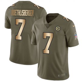 Nike Pittsburgh Steelers #7 Ben Roethlisberger Olive/Gold Youth Stitched NFL Limited 2017 Salute to Service Jersey