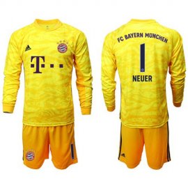 Bayern Munchen #1 Neuer Yellow Goalkeeper Long Sleeves Soccer Club Jersey